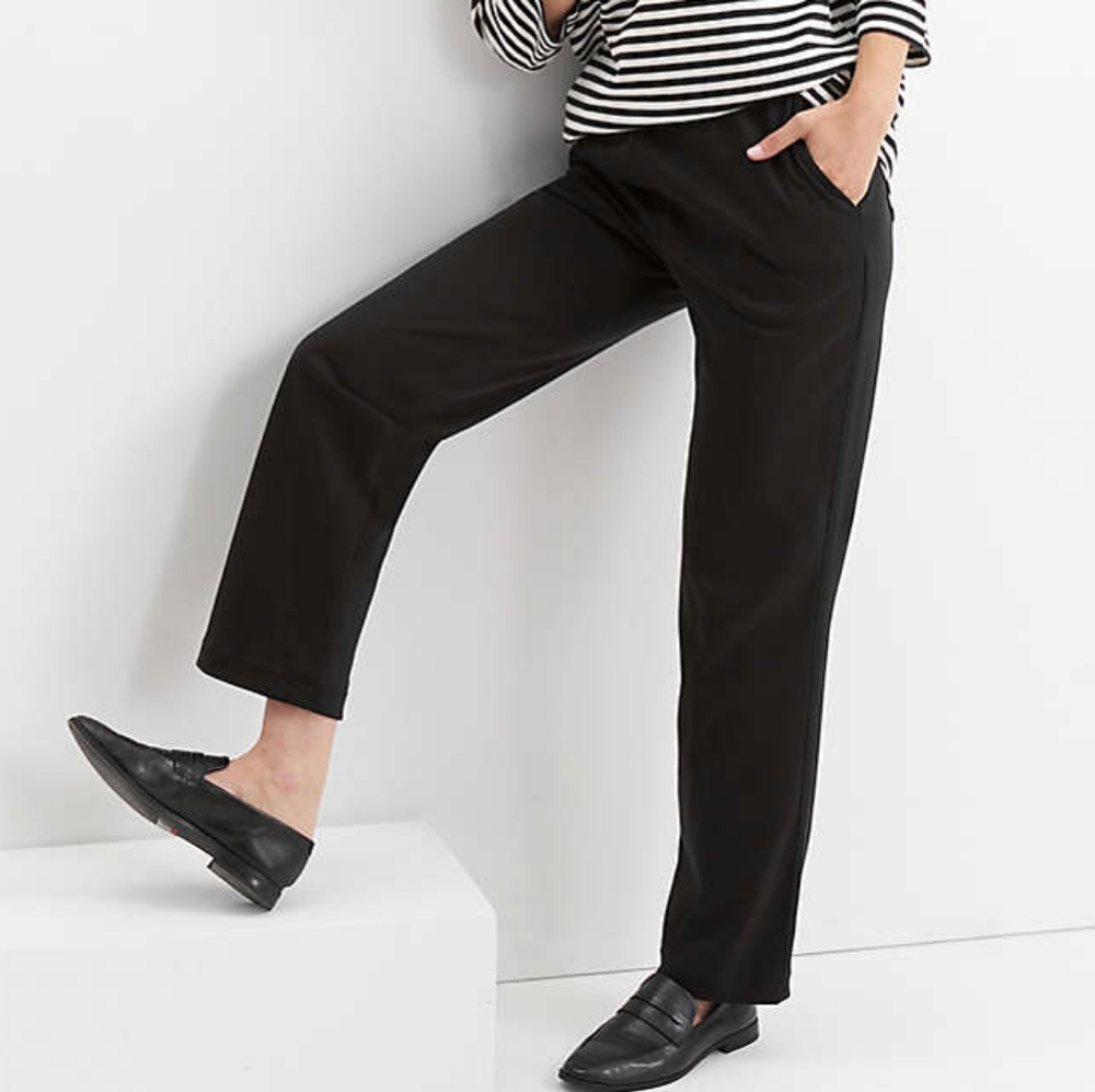 NWT Lands End BLACK Sport Knit High Rise Pants